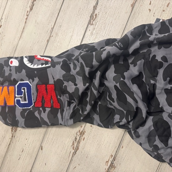 Bape Full Face Zip Shark Jacket Gray Camo ABC Men’s Large - Picture 8 of 9